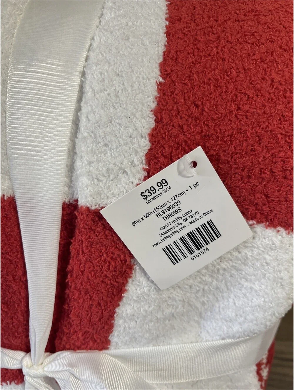 New Red & White Christmas Checkerboard Throw Blanket 60 × 50